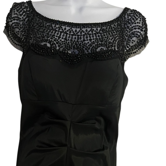 Xscape | Black Beaded Cap Sleeve Formal Dress | Mermaid - Picture 2 of 4